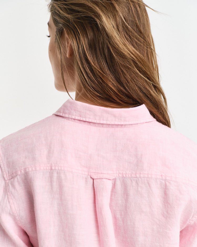 Koszula damska z długim rękawem regular fit różowa