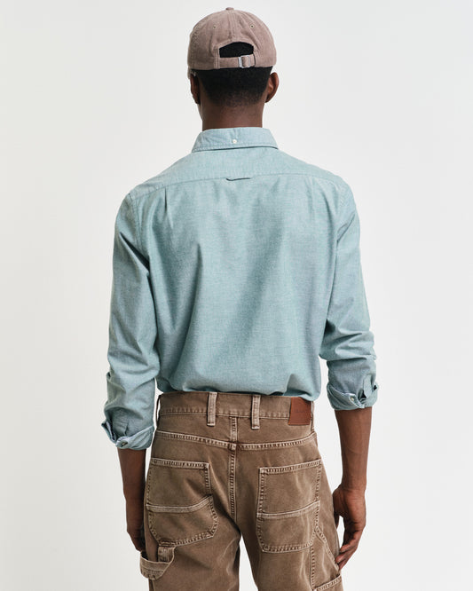 Koszula męska z długim rękawem slim fit zielona