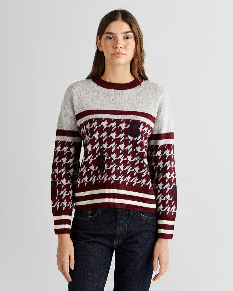 Sweter damski z nadrukiem okrągły kołnierzyk z długim rękawem relaxed fit