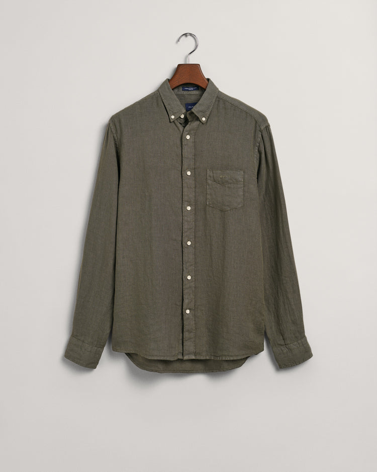 Lniana koszula regular fit khaki