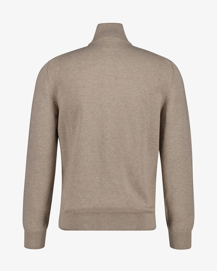 Sweter męski z zamkiem regular fit beżowy