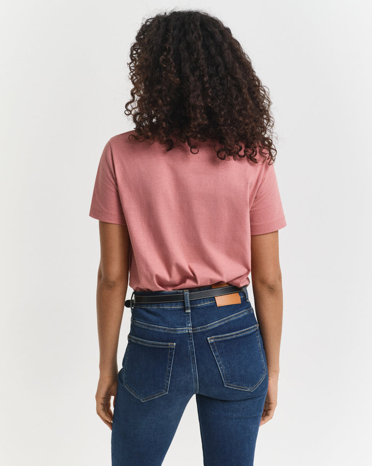 T-shirt damski z krótkim rękawem i okrągłym dekoltem regular fit