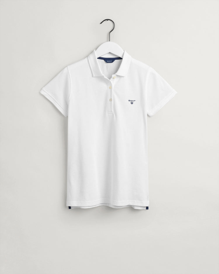 Bawełniana polo damska z krótkim rękawem regular fit biała