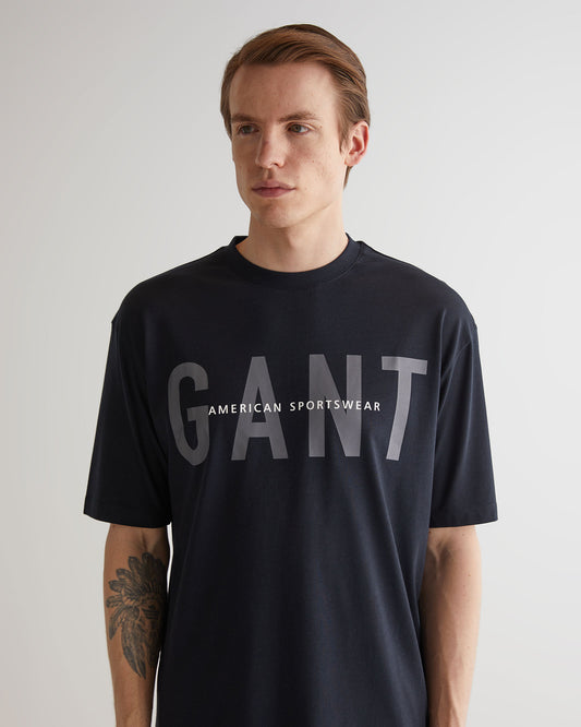 T-shirt męski z nadrukiem i okrągłym kołnierzykiem oversize fit