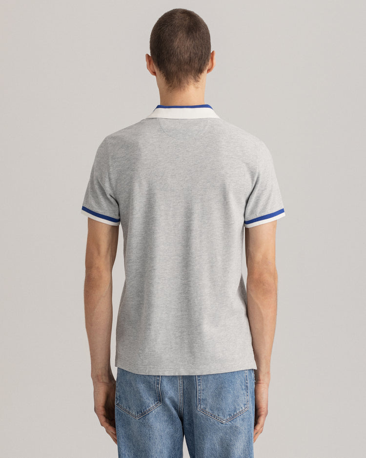 Bawełniane polo męskie z nadrukiem z krótkim rękawem regular fit