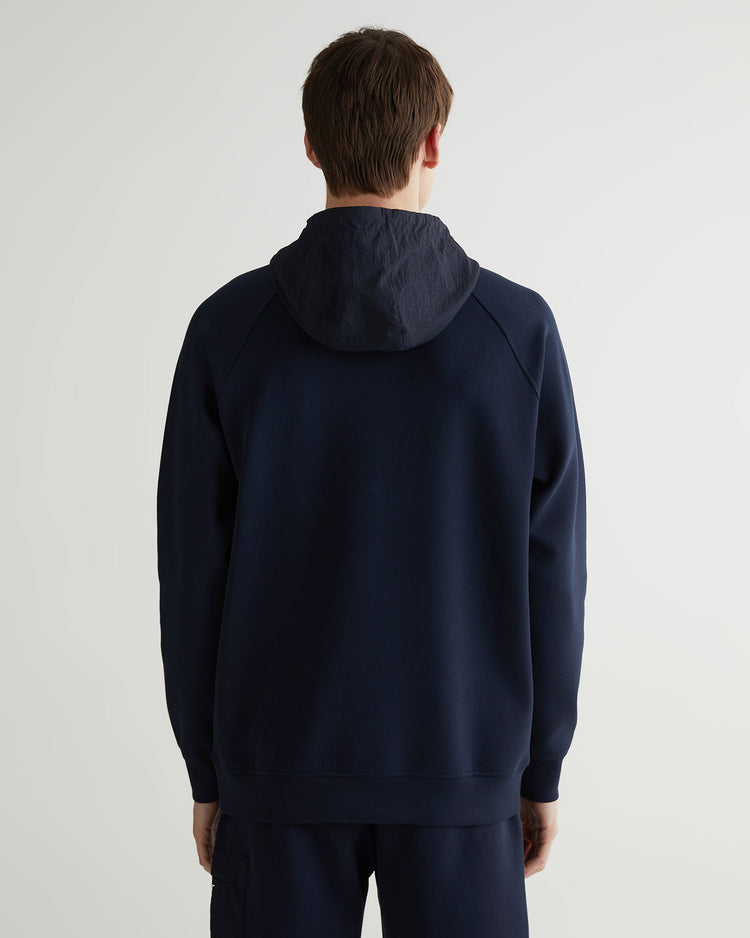 Bluza męska z kapturem z nadrukiem regular fit granatowa