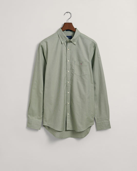 Bawełniana koszula męska z długim rękawem regular fit zielona