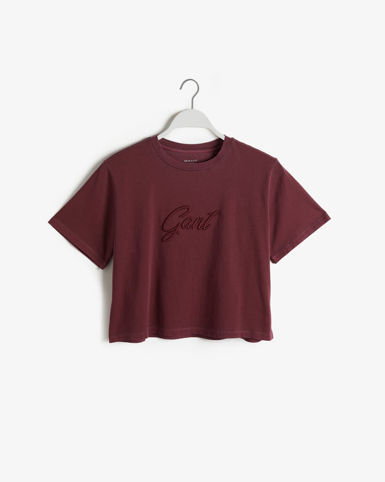 Bawełniana koszulka damska z nadrukiem regular fit czerwona