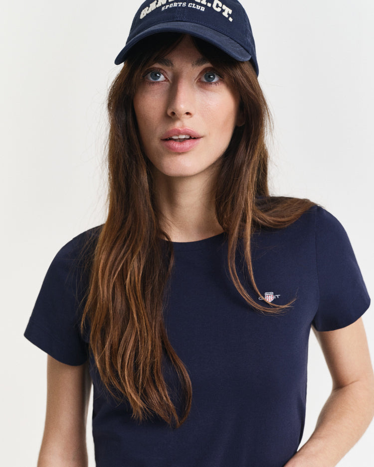 Koszulka damska z okrągłym dekoltem regular fit granatowa