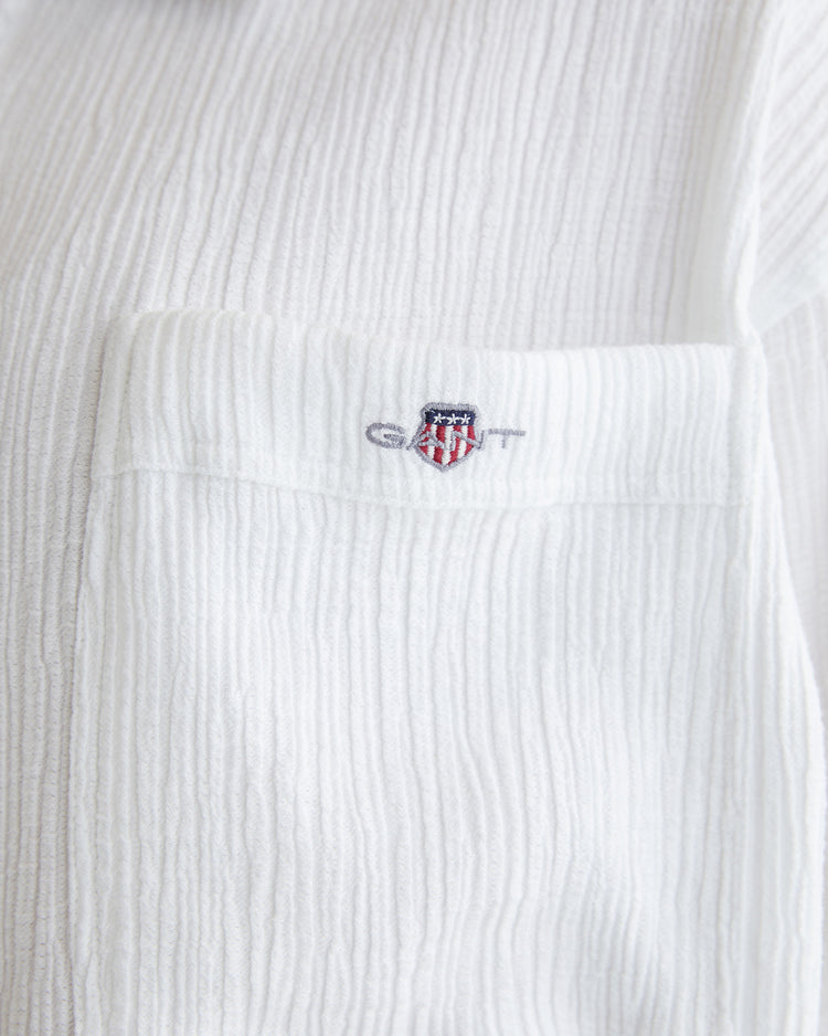 Koszula damska w paski z długim rękawem oversize fit biała