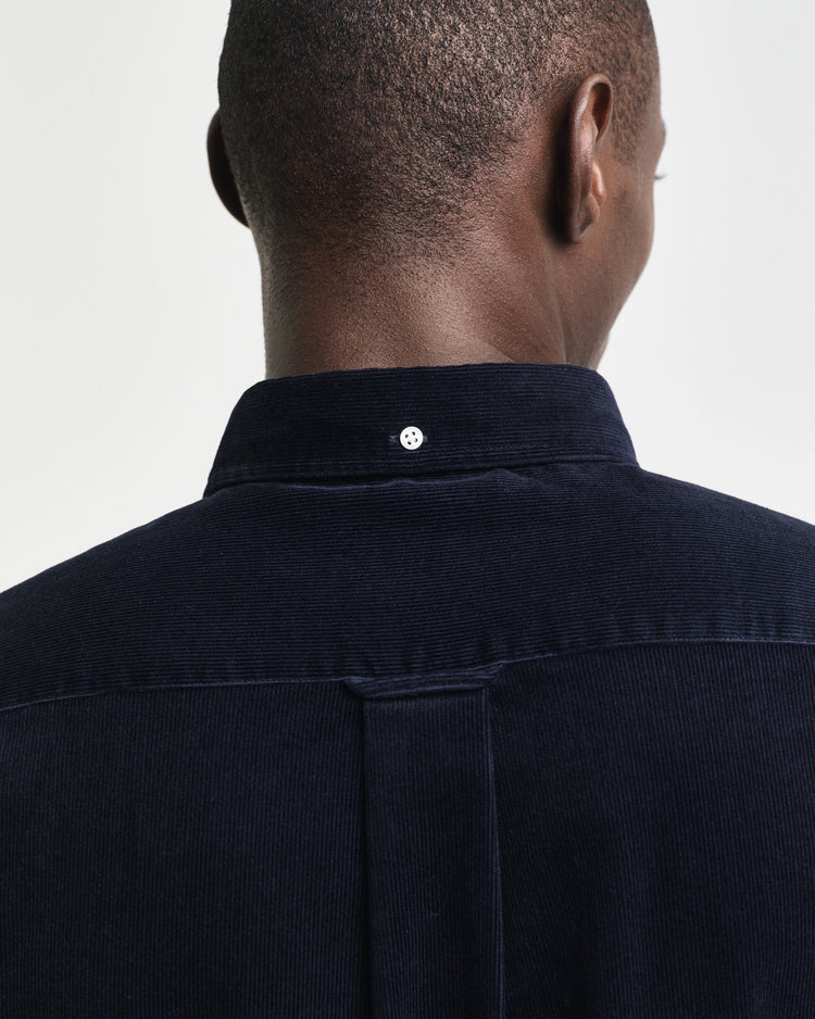 Bawełniana koszula męska z długim rękawem regular fit granatowa