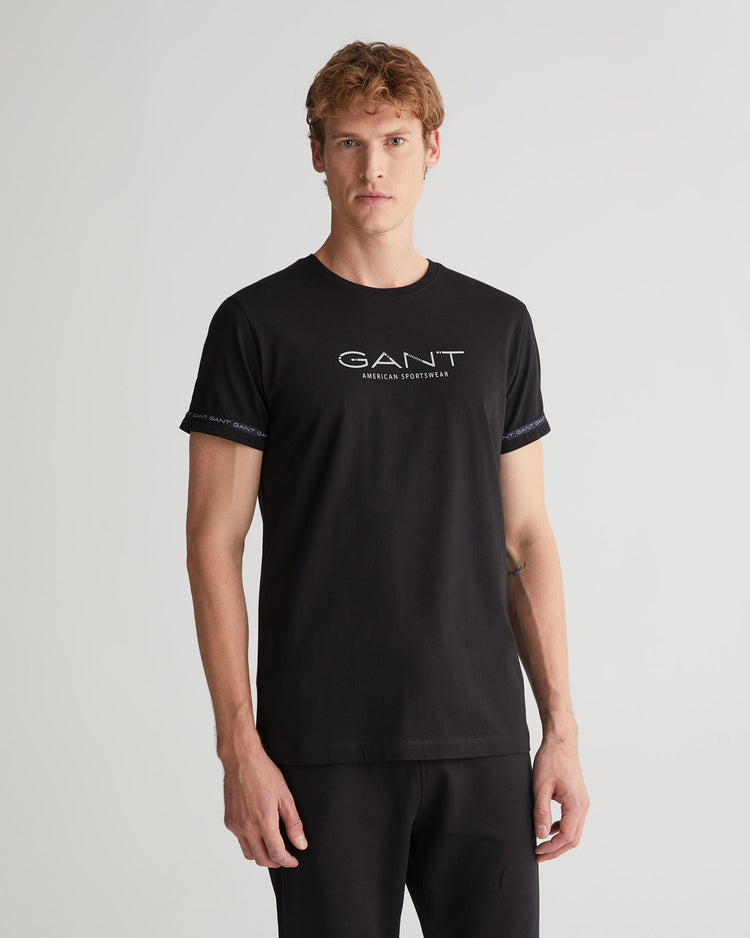 Męska koszulka z taśmą z logo C na szyi