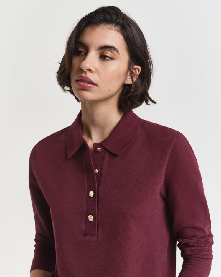 Polo damskie z kołnierzykiem polo z długim rękawem regular fit