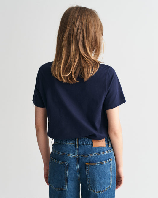 Bawełniana koszulka damska z nadrukiem okrągły kołnierzyk regular fit