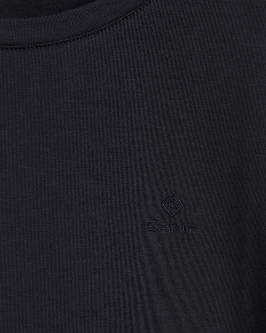 Koszulka damska z okrągłym kołnierzykiem slim fit granatowa