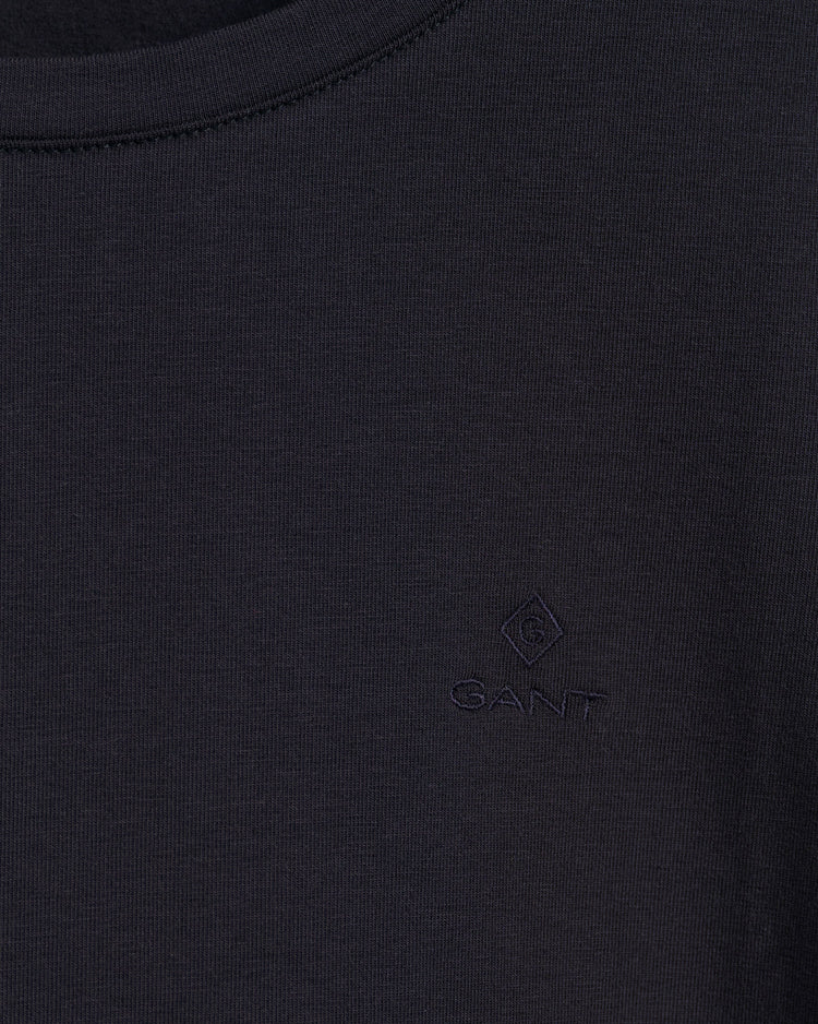 Koszulka damska z okrągłym kołnierzykiem slim fit granatowa