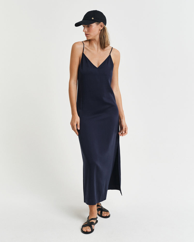 Sukienka damska z dekoltem V bez rękawów regular fit granatowa