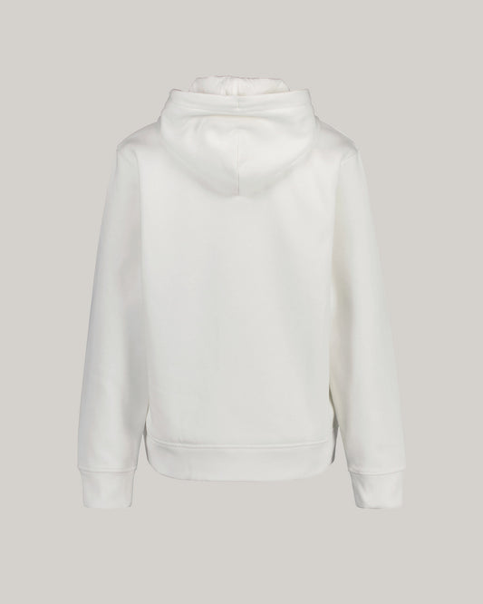 Bluza damska z nadrukiem z kapturem relaxed fit kremowa