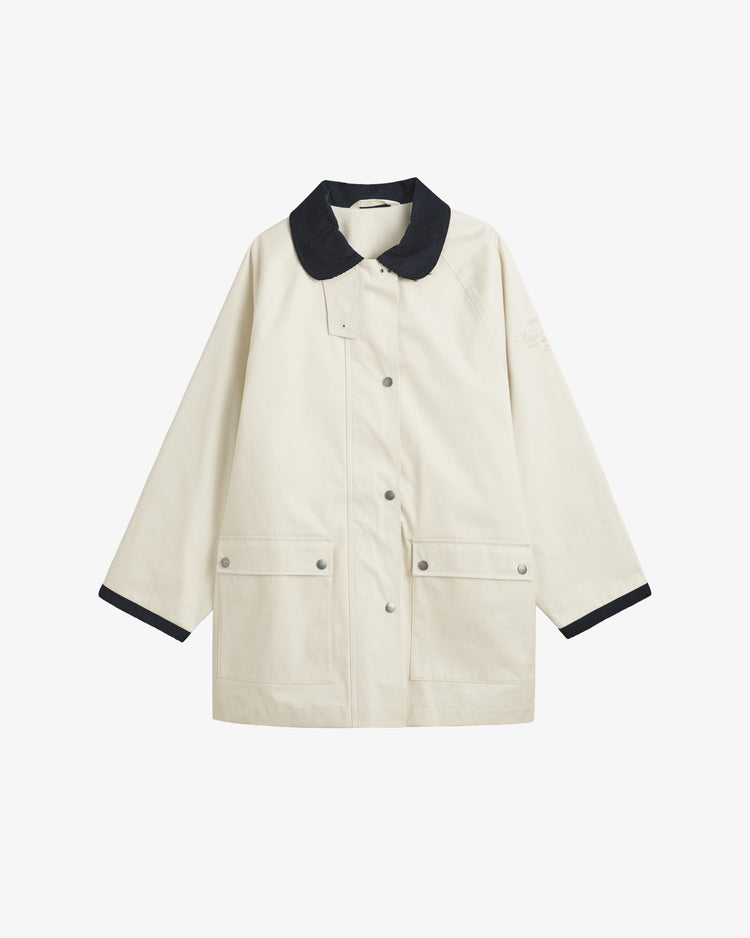 Kurtka damska z klasycznym kołnierzem relaxed fit kremowa