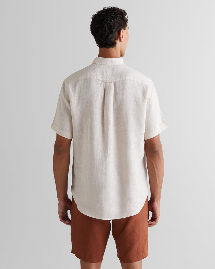 Koszula męska z krótkim rękawem regular fit beżowa