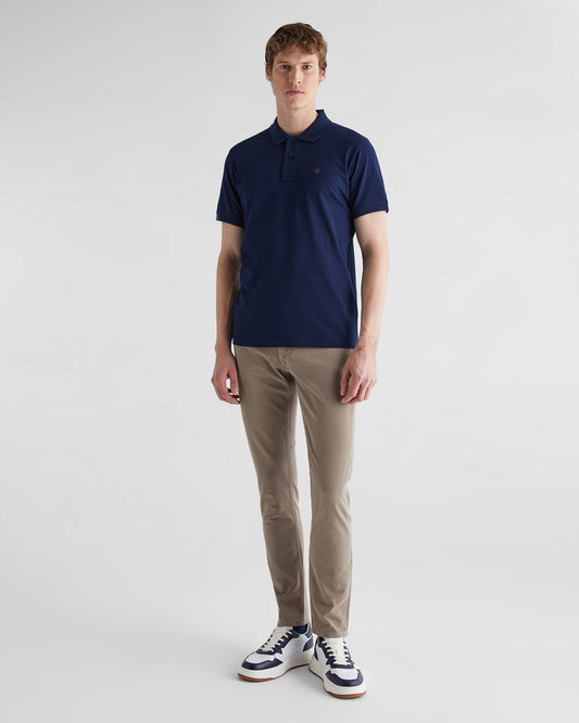 Koszulka polo męska z krótkim rękawem regular fit granatowa