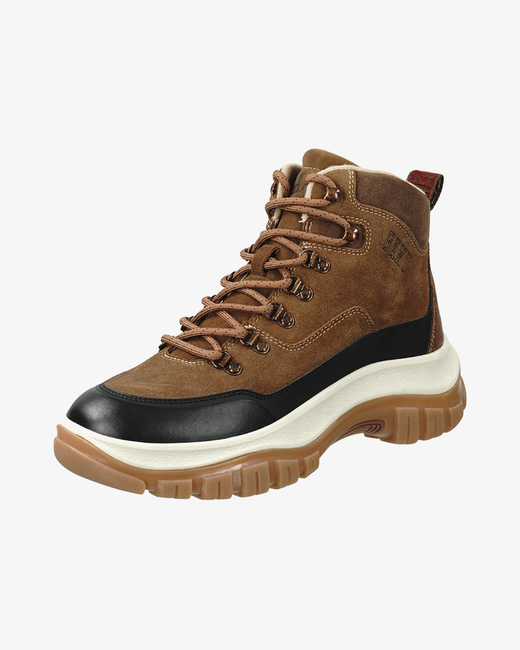 Buty zimowe męskie z nadrukiem brązowe