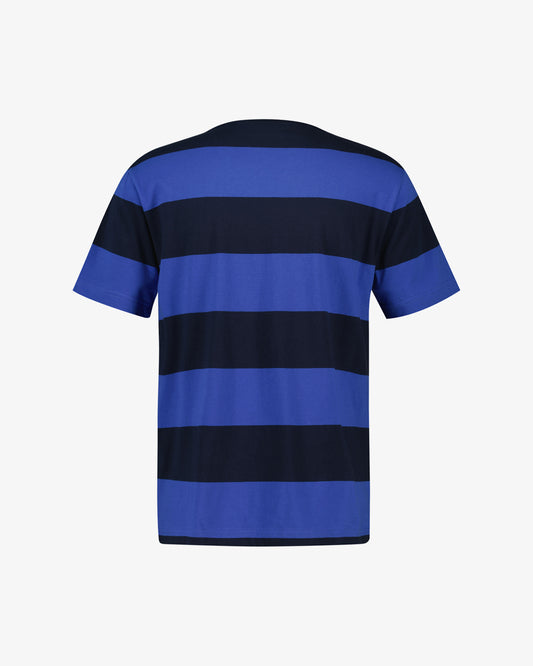 T-shirt męski w paski z krótkim rękawem regular fit niebieski