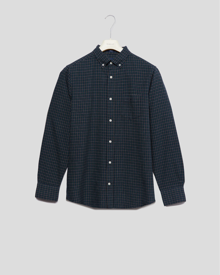 Bawełniana koszula męska w kratkę z długim rękawem regular fit