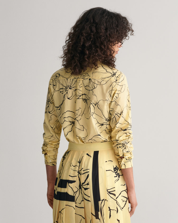 Bawełniana koszula damska z długim rękawem żółta