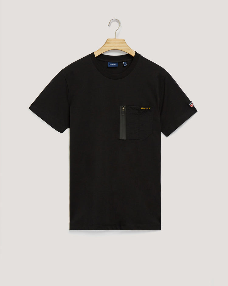 Bawełniany t-shirt męski z okrągłym kołnierzykiem regular fit czarny