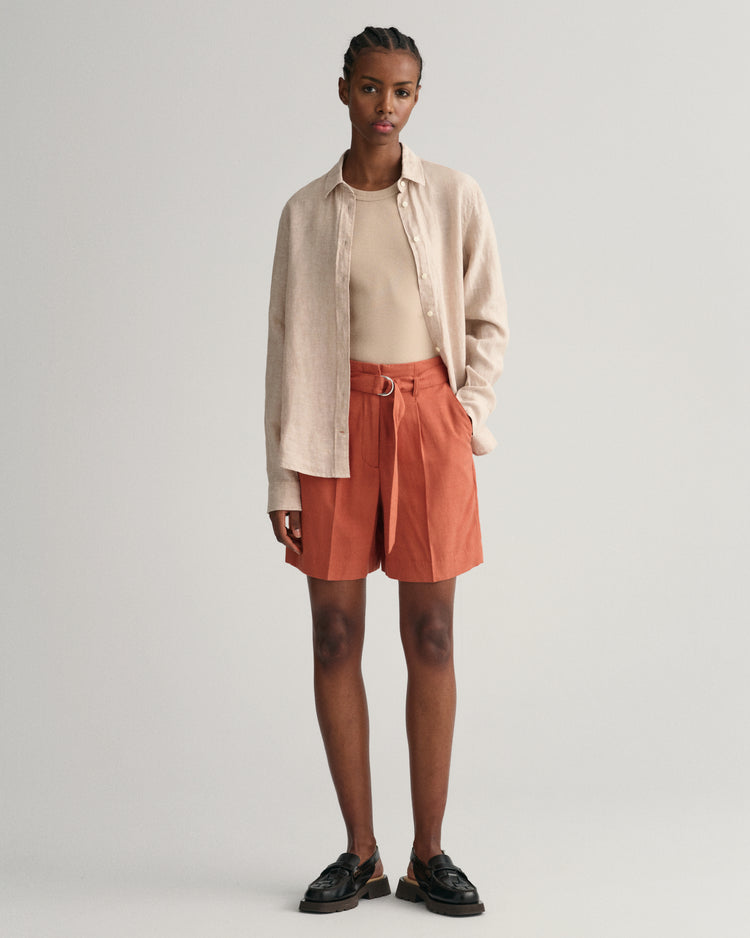 Koszula damska z długim rękawem regular fit beżowa