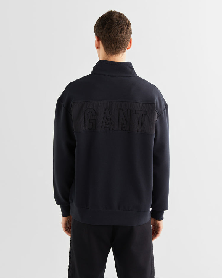 Bluza męska z zamkiem do połowy relaxed fit czarna
