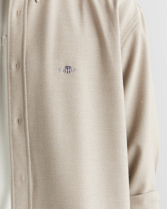 Koszula męska z długim rękawem relaxed fit brązowa