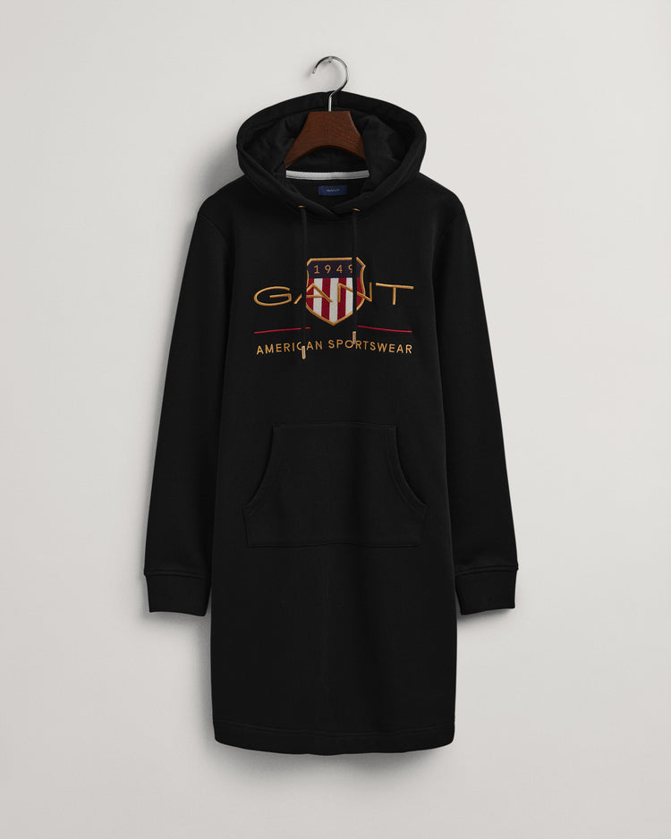 Sukienka damska z kapturem z nadrukiem z długim rękawem relaxed fit