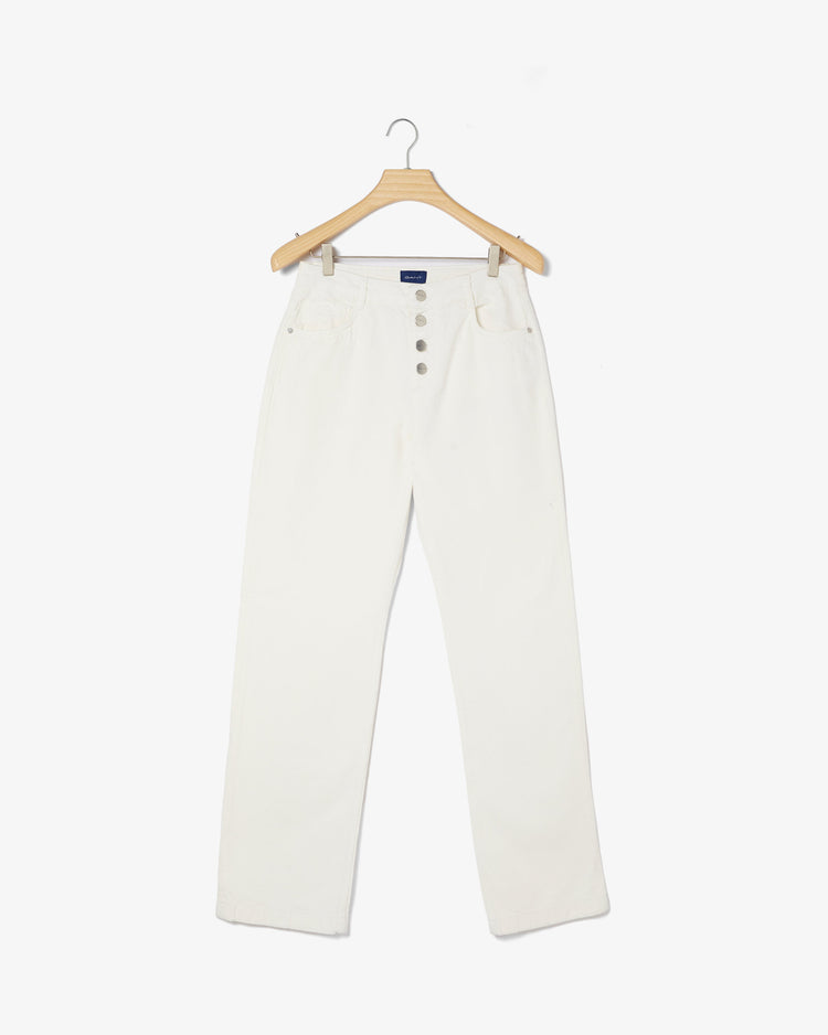 Spodnie damskie straight fit białe