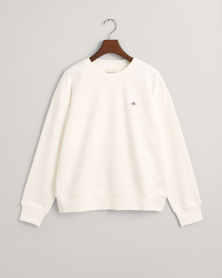 Bluza damska okrągły kołnierzyk relaxed fit biała