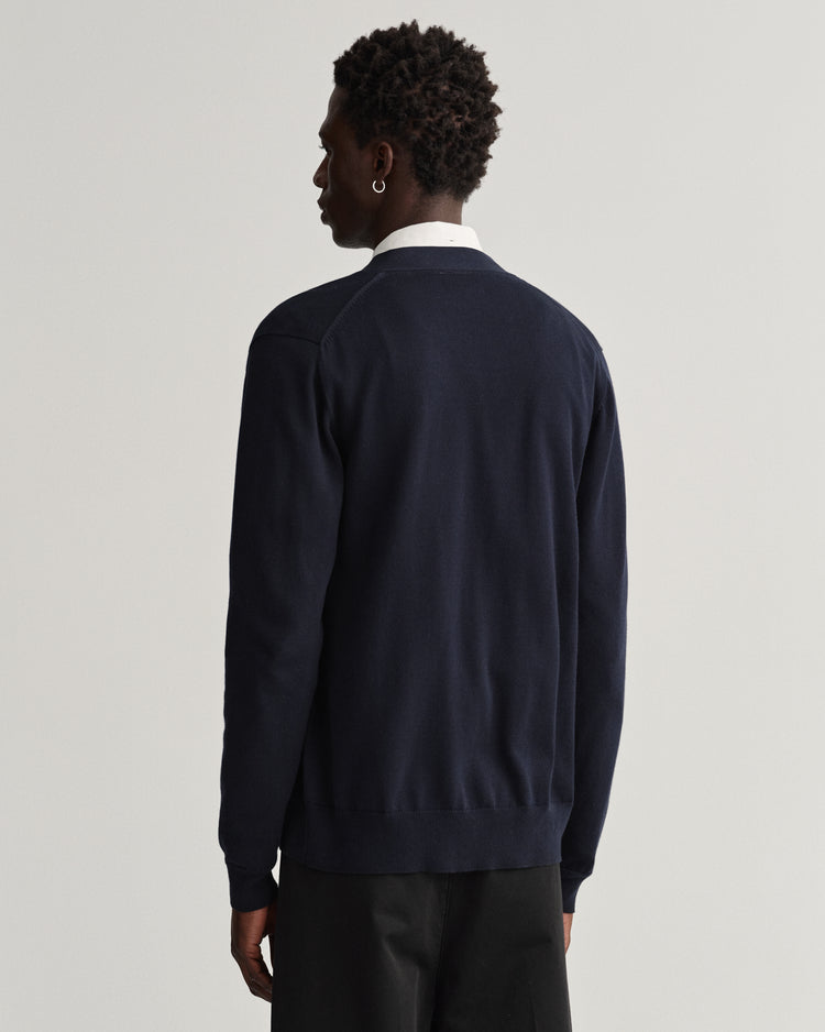 Męski granatowy kardigan regular fit zapinany na guziki