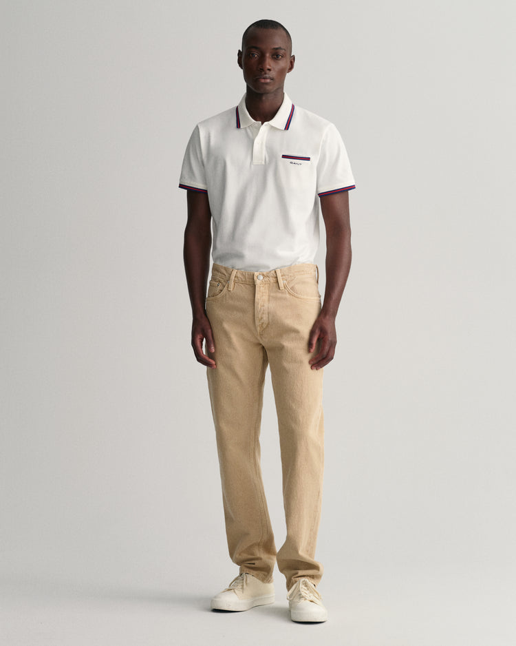 Koszulka polo z piki z trójkolorową lamówką