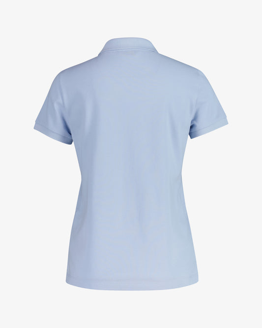 Koszulka polo damska z krótkim rękawem slim fit niebieska