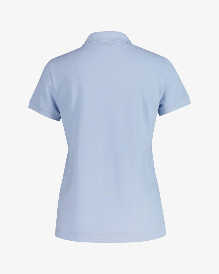 Koszulka polo damska z krótkim rękawem slim fit niebieska