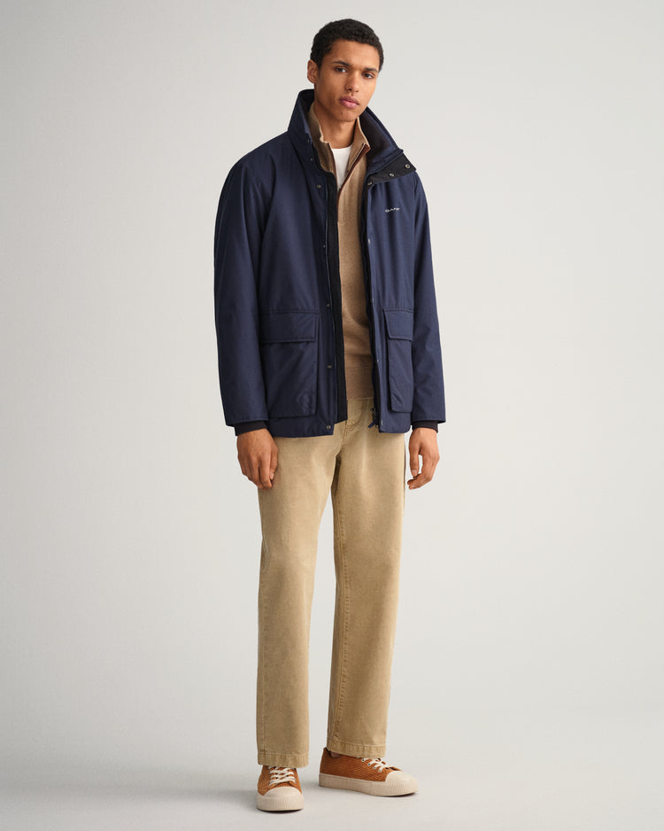 Kurtka męska ze stójką z długim rękawem regular fit granatowa