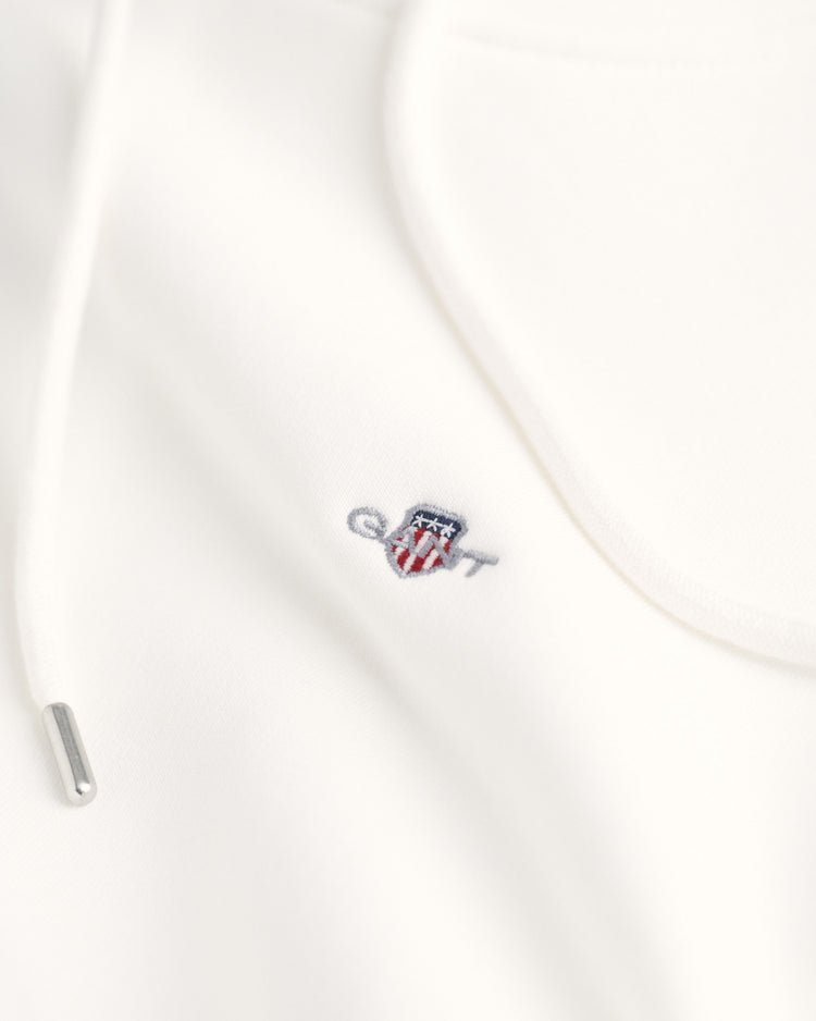 Bawełniana bluza damska z kapturem relaxed fit biała