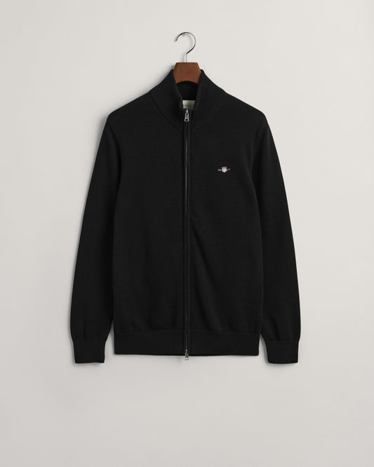 Sweter męski z zamkiem z długim rękawem regular fit czarny