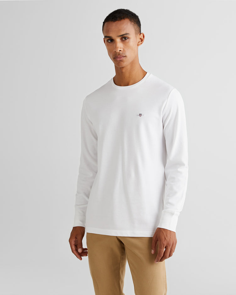 Koszulka męska z długim rękawem z okrągłym dekoltem slim fit