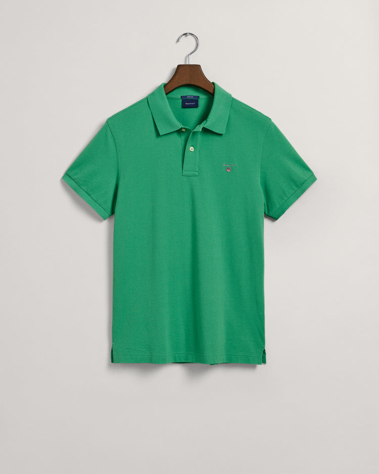 Bawełniana polo męska z krótkim rękawem regular fit zielona