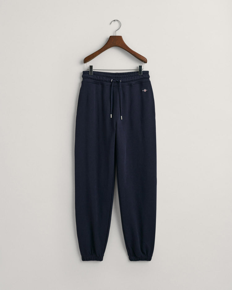 Spodnie dresowe damskie z nadrukiem relaxed fit granatowe