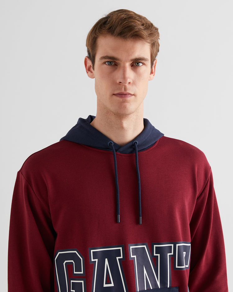 Bawełniana bluza męska z kapturem regular fit czerwona