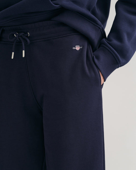 Spodnie dresowe damskie z nadrukiem relaxed fit granatowe