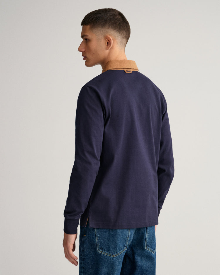 Męska granatowa koszulka rugby o kroju regular fit