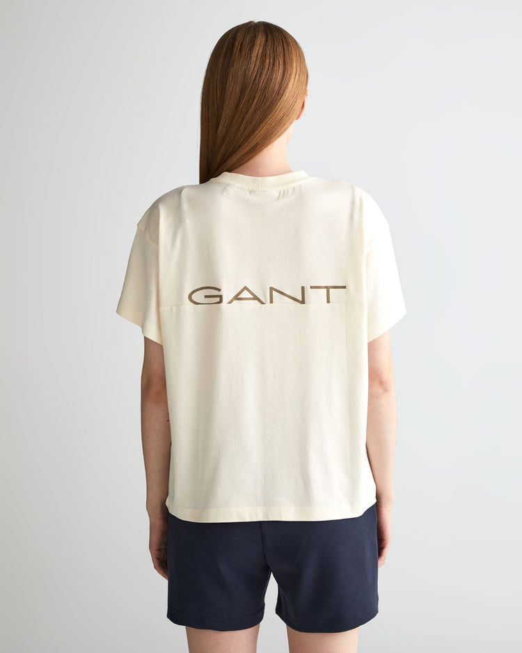 Koszulka z grafiką na plecach z dekoltem C